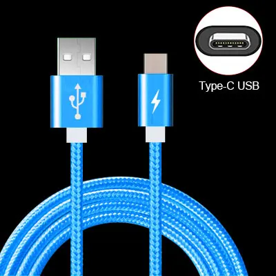 0,25 м 1 м 2 м usb type C кабель USB C зарядный кабель питания type-C провод шнур для samsung Galaxy A50 huawei P20 Lite Redmi Note 7 - Цвет: Blue