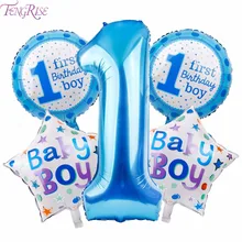 FENGRISE 5 шт. Детские воздушные шары для первого дня рождения синие розовые фольга воздушные шары для дня рождения вечерние украшения для детей я один вечерние поставки