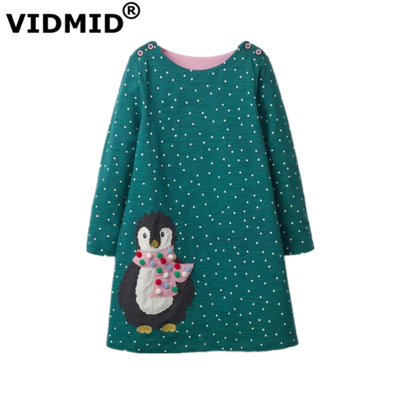 Prix VIDMID nouvelles Filles Robe Applique À Manches Longues Princesse Robe Enfants lapin Costume Kids Party Robes Bébé Filles Vêtements pingouin