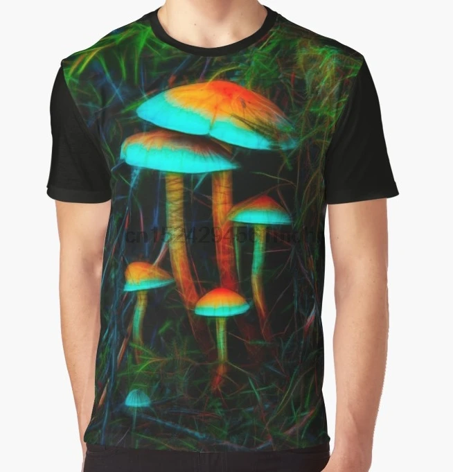 

All Over Print T-Shirt Men Funy tshirt Psychedelic Mushrooms Short Sleeve O-Neck Graphic Tops Tee women t shirt