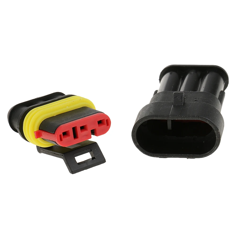 10x 3 Pin Sealed Waterproof Electrical Wire Connector Plus Car Set Car Accessories