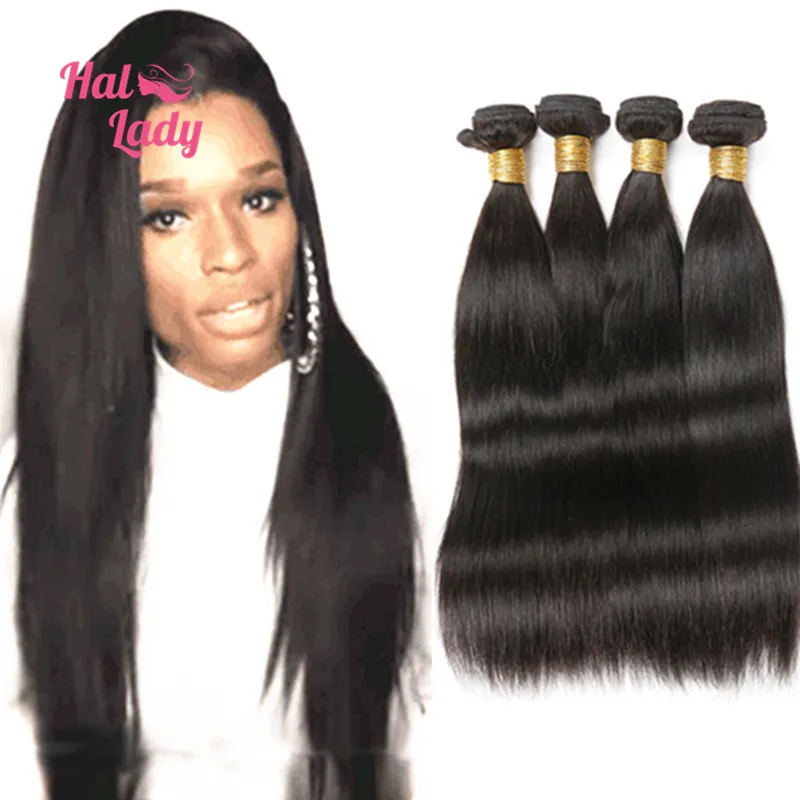 Halo Lady Hair 7A Brazilian Straight Human Hair Weaves 8-40inches Brazilian Virgin Hair Straight 4 Bundles Lot Malibu Dollface