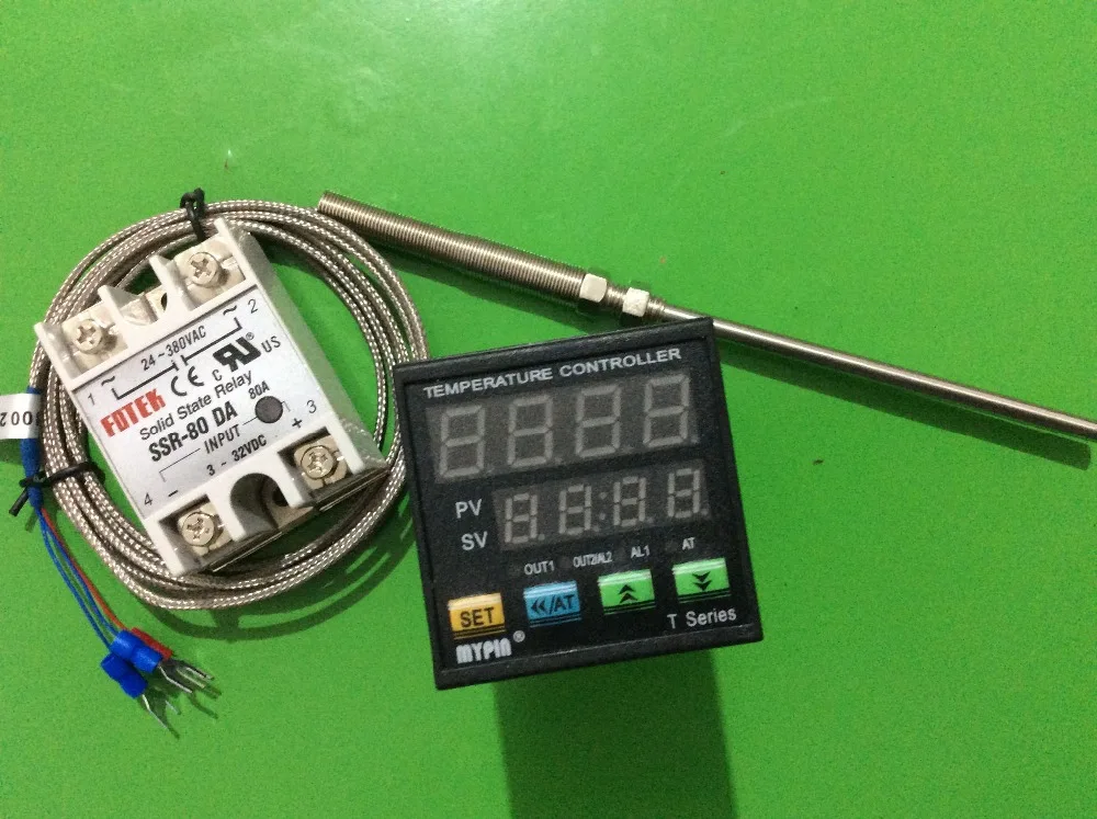 2m K sensor 60A SSR Digital F//C PID Temperature Controller Thermostat TA4-SNR