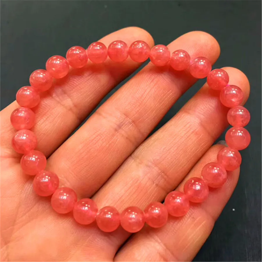 

Genuine Natural Rhodochrosite Gemstone Round Beads One Bracelet Healing Necklace Lady 6.5mm