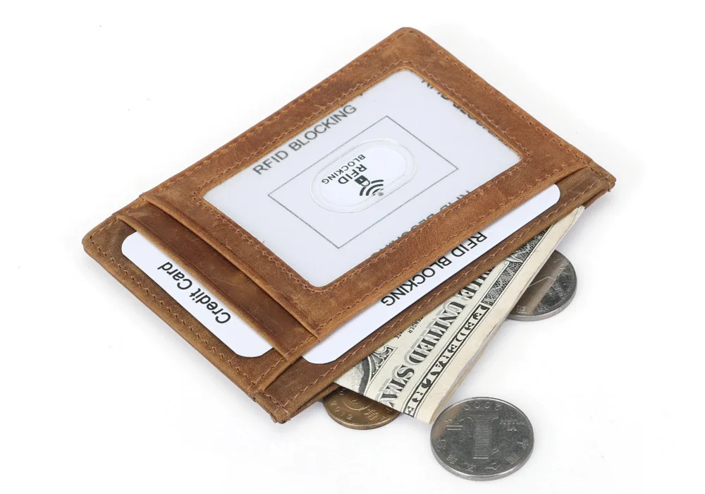 Кожаный чехол для кредитных карт, Rfid блокирующий кошелек для кредитных карт, винтажный органайзер для карт, защита от Rfid карт, держатель для карт
