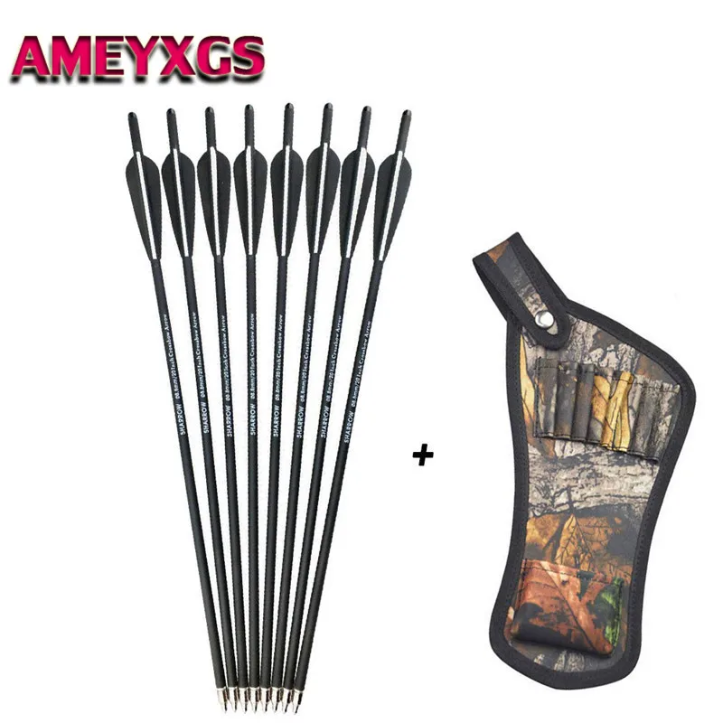 

8Pcs 16/17/18/20/22" Archery Crossbow Carbon Arrows Crossbow Bolts Shaft Tips +Arrow Quiver For Hunting Shooting Accessories