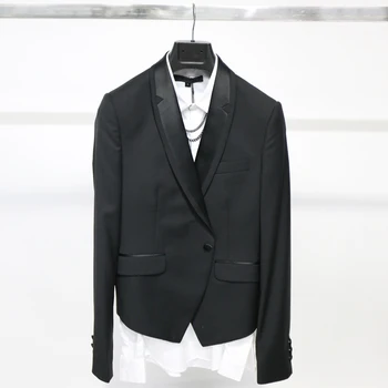 

S-5XL Customized New Men clothing Fashion A single button Wild Joker coat Casual hairstylist Formal dress plus size suit costume
