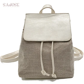 

Backpack For School Teenage Girls Fashion Backpack Women Canvas +Pu Splicing Drawstring Casual Student Schoolbag Drop Shipping