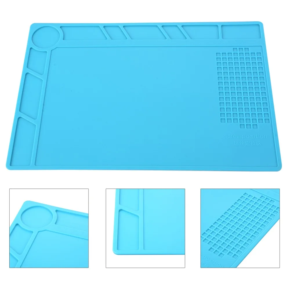 34x23cm Anti Static Heat Insulation Desk Mat Silicone Pad Magnetic Section BGA Soldering Repair Tools Maintenance Platform Mat