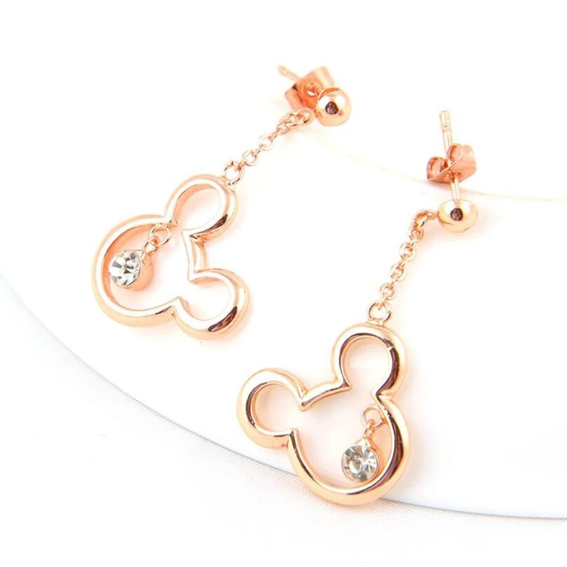 

Jisensp Cartoon Mickey Stud Earrings for Women Everyday Jewelry Sparkling Minnie Earrings Girls Fashion Earings Birthday Gift