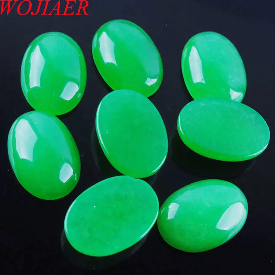

WOJIAER Natural Stone Green Jades Cabochon Beads Oval CAB 13x18mm Semi-precious Fit Handmade Jewelry Women Men 10PCS PU3000