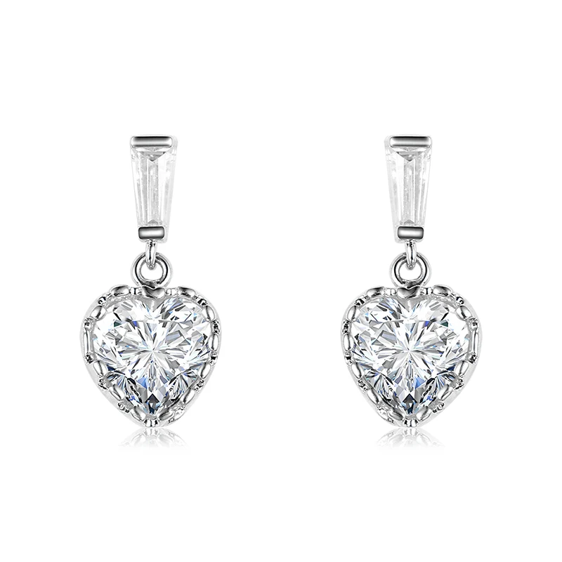 

WEIMANJINGDIAN High Quality AAA Cubic Zirconia Heart Drop Earrings in White Gold Color