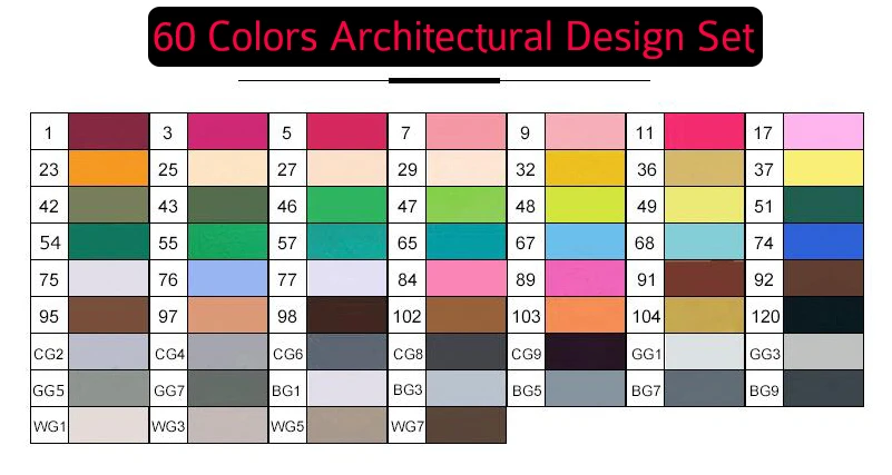 TOUCHNEW искусство маркеры 30/40/60/80/168 Цвета художник двойной возглавлял Маркер Комплект Manga школа рисования маркеры TOUCHNEW ручка товары для рукоделия - Цвет: 60 Architecture T6