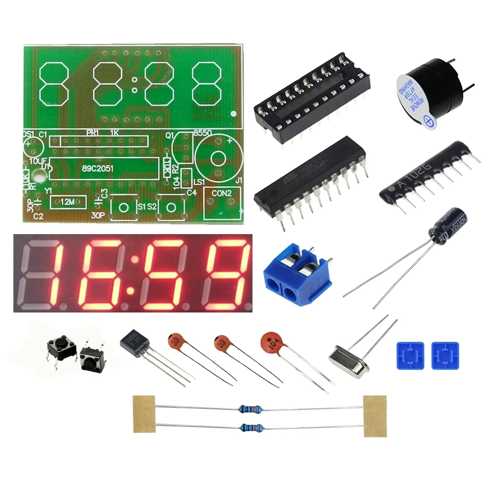 

C51 Electronic Clock 4 Bits Electronic Clock Electronic Production Suite for school education lab DIY Kit