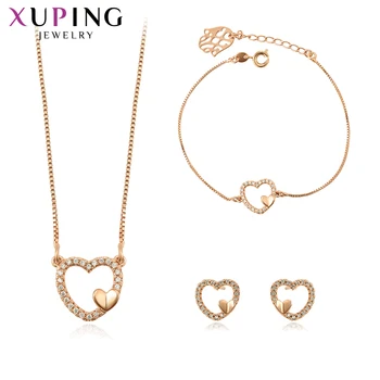 

Xuping Fashion Literary Simplicity Heart Shape Rose Gold Color Plated Jewelry Set for Women Popular Design Gifts 65123