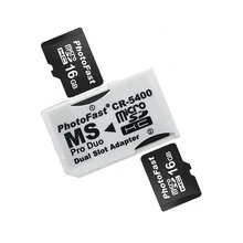 Duplo 2 slot super velocidade leitor de cartão micro sd tf à vara memória adaptador ms pro duo branco para câmera psp