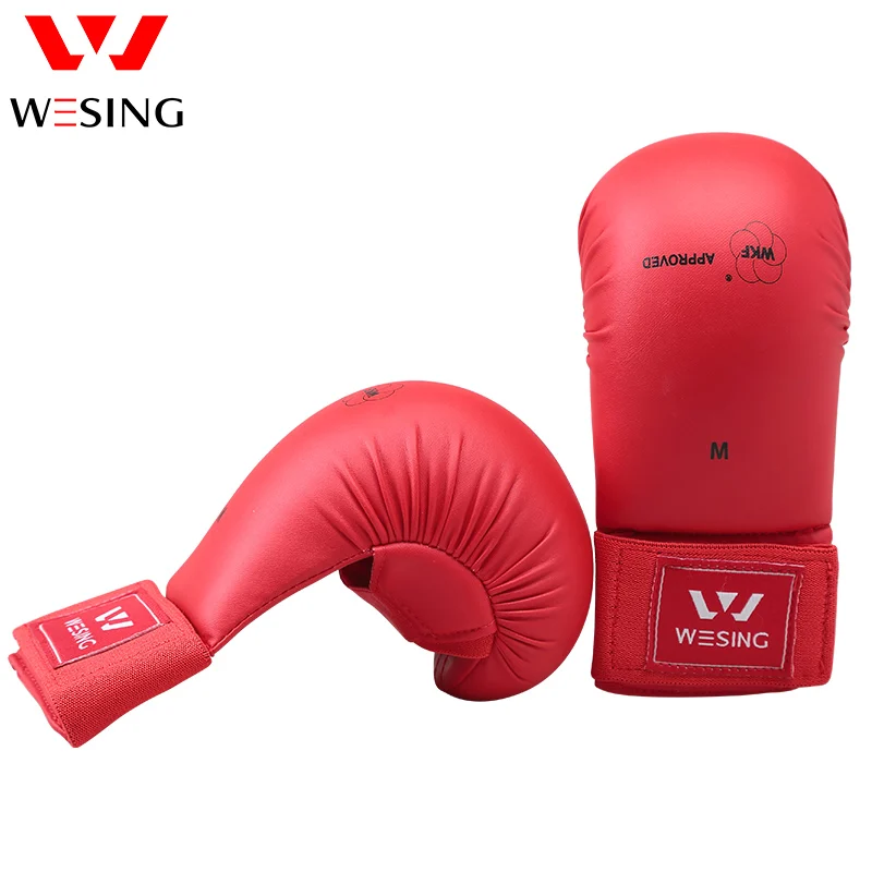 

Wesing Karate Gloves Approved WKF Karate Mitts with Thumb or without thumb Gloves Training blue red