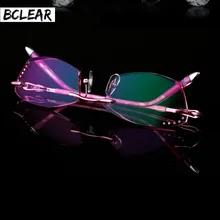 BCLEAR, новинка, без оправы, Корейская женская оптическая оправа, включая 1,61, асферические тонированные линзы HMC UV400 EMI, высокое качество, великолепная модная