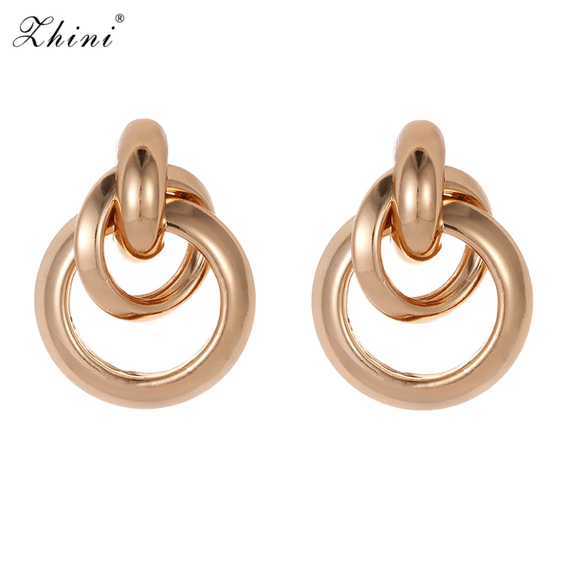 

ZHINI New Arrival Metal Fashion Stud Earrings For Women Design Trendy Charm Gold Earrings Jewelry Wedding Party Gifts Wholesale