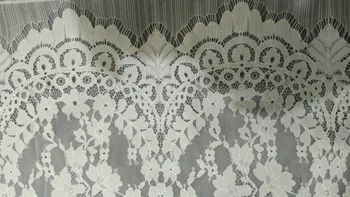 

3 yards off white Chantilly lace fabric, bridal chantilly lace, retro wedding lace fabric with scalloped edge