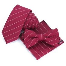 Винно-красный галстук костюм белые галстуки в полоску маленький карман квадратный для мужчин и женщин свадебные аксессуары Корейская версия узкий галстук