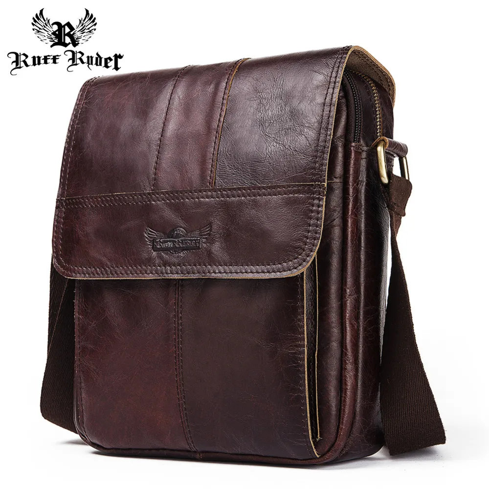 

RUFF RYDER Genuine Cow Leather Men's Shoulder Messenger Bag Handbag Clutch Male Tote Sling Chest Soft Bolsas Crossbody Fashion