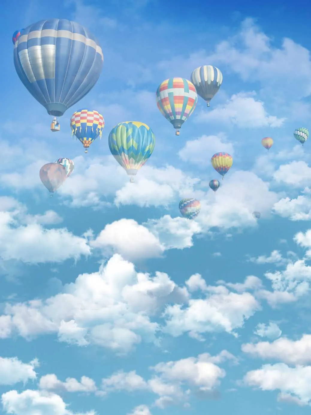 Photo Background Hot air balloon sky and white clouds ...