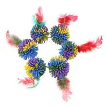6pcs/lot Pet Soft EVA Flower Ball Interactive Cat Toys Colorful Feather Ball Cat Funny Playing Chew Toys Pet Supplies