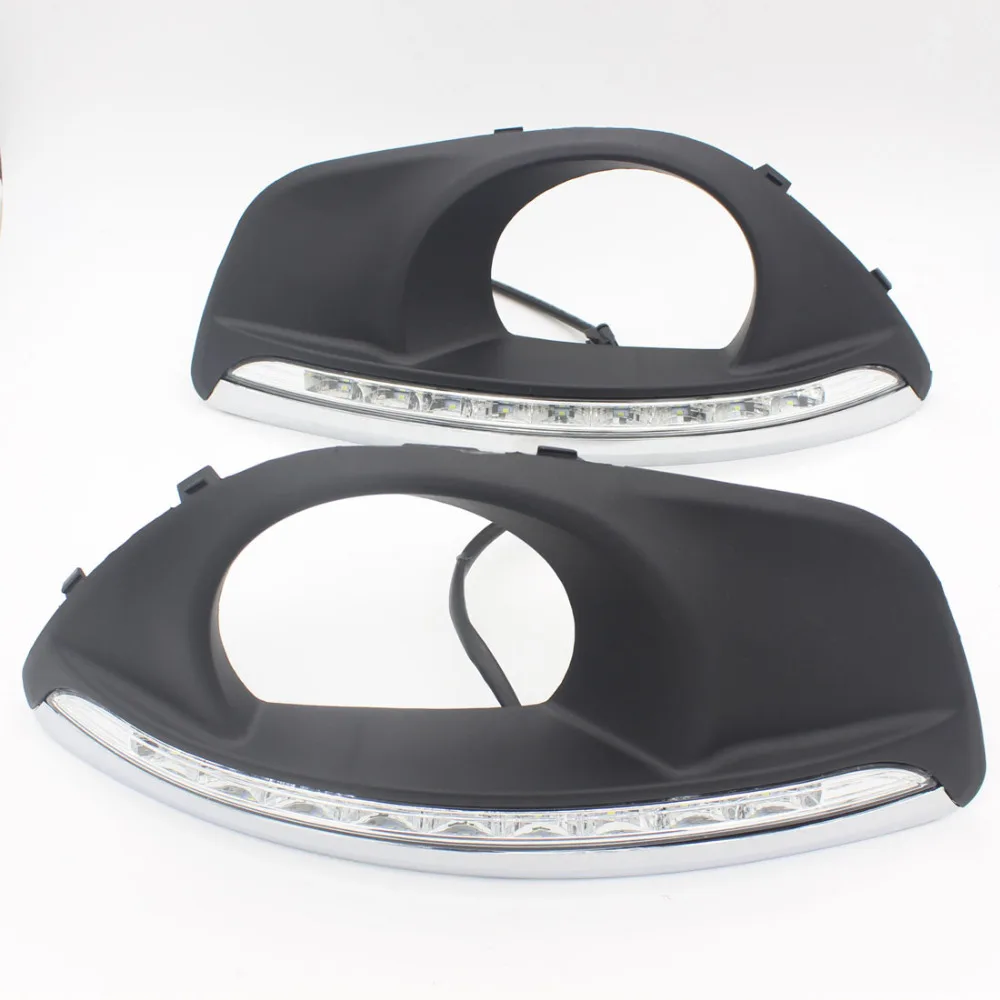 

Dongzhen Car LED DRL Daytime Running Light For Hyundai Santa Fe 2010-2012 Turn Signal Light With Fog Lamp Hole Relay Waterproof