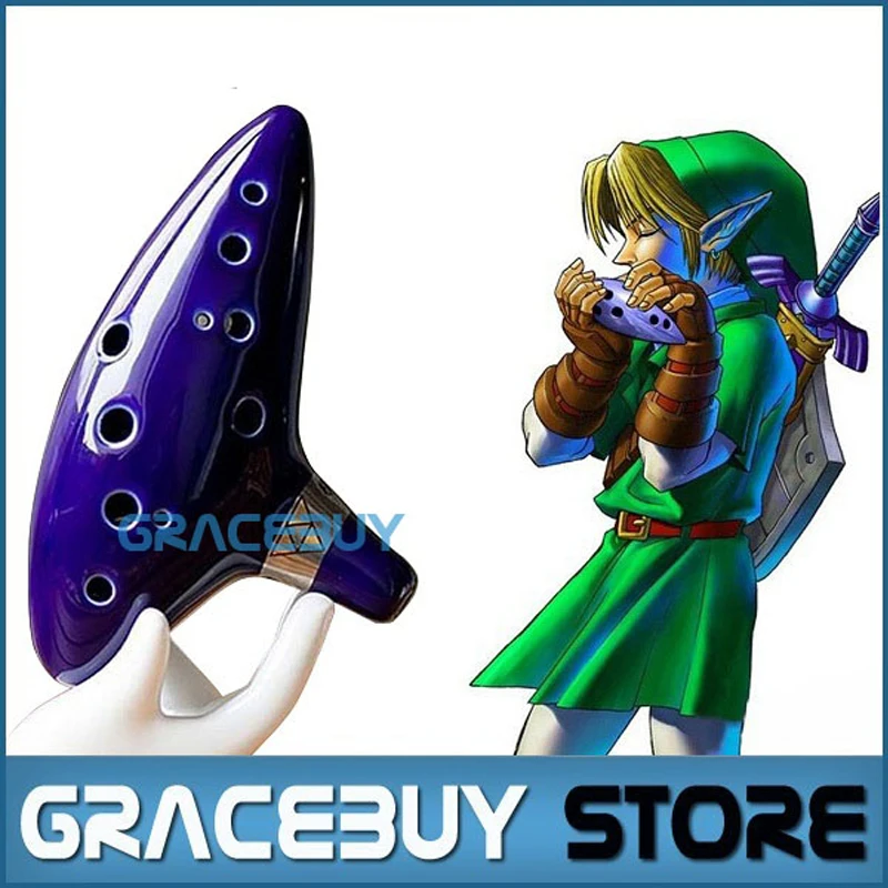 12 отверстий Ocarina Legend of Zelda Alto C флейта Occarina краны синяя Керамика/глина stl Orcarina