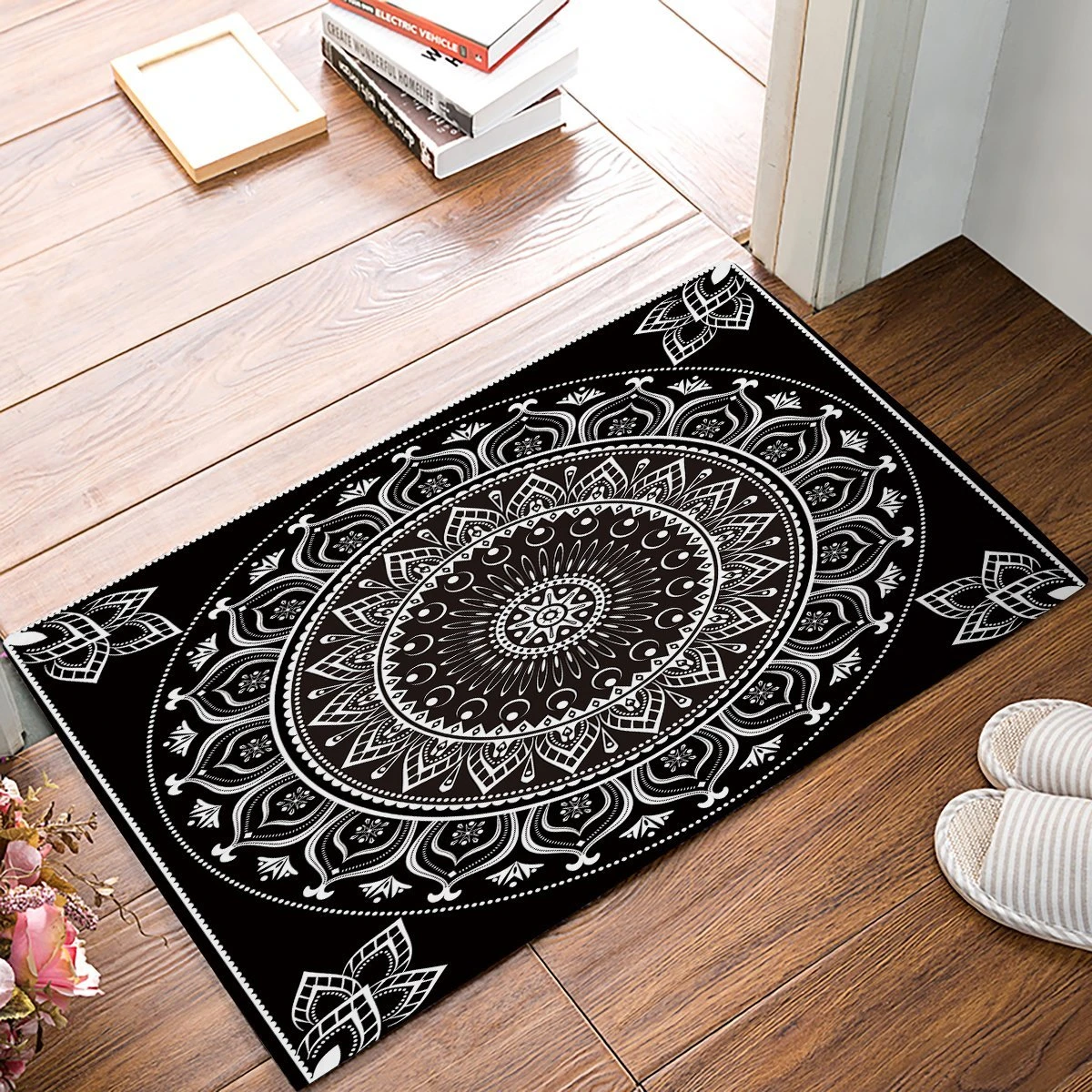 Black And White Mandala Bohemia Door Mats Kitchen Floor Bath Entrance Rug Mat Absorbent Indoor Bathroom Rubber Non Slip Mat Aliexpress