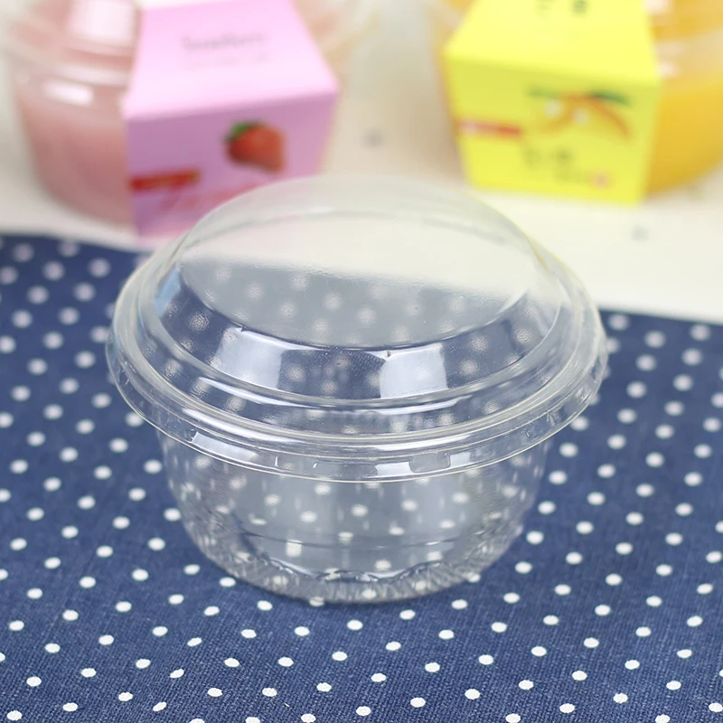 30pcs 230ml wood bran cup Pudding jelly box cup Hard plastic transparent drink cheese diy cake fruit box takeaway packing
