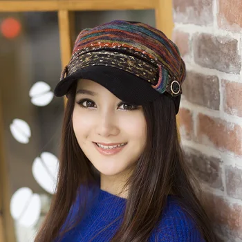 

2019 Fashion Women Cotton Star Belt Decoration Cap Hat Casual Ladies Visor Outdoor Thick Warm Autumn Winter Feminino Hats