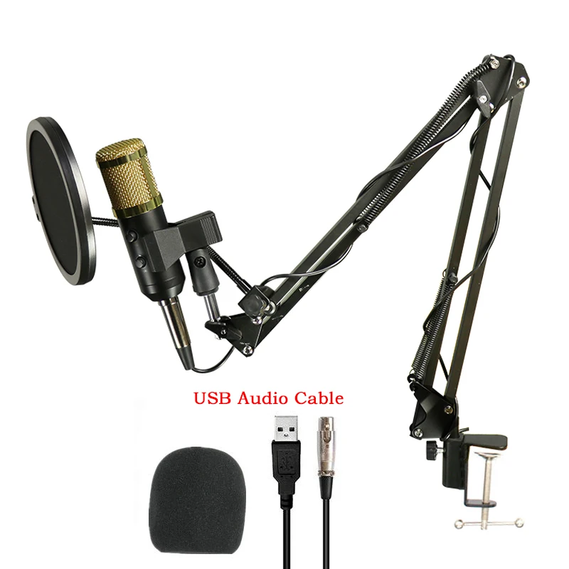 

Professional Condenser Audio USB Wired BM900 Studio Microphone Vocal Recording KTV Karaoke Microphone Mic with Stand For PC