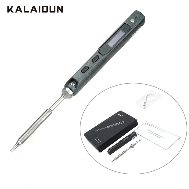 KALAIDUN TS100 Интеллектуальный программируемый Электрический паяльник цифровой ЖК-регулируемый портативный мини USB паяльная станция