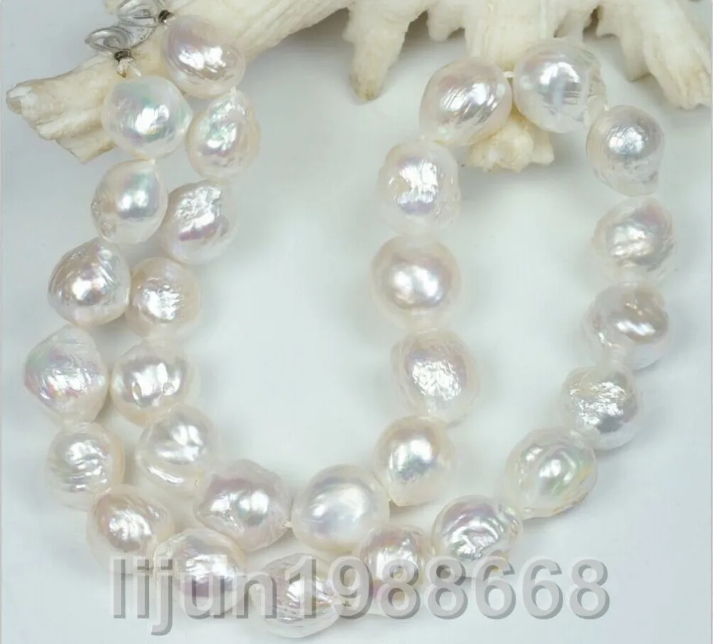 

Huge 25-32mm white baroque keshi reborn southsea pearl silver earring