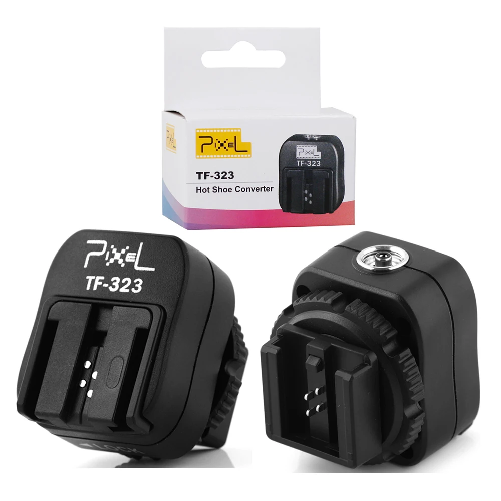 

Pixel TF-323 TTL Flash Hot Shoe Converter to PC Sync Socket Adapter For Sony nex5 3 6 a100 a77 a57 a58 a230 a350 Flash Speedlite
