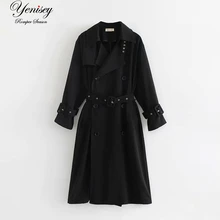 Liu Jing 120-8925 Европа и Америка Мода ветер кружева талии Длинная ветровка