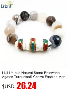 LiiJi уникальный натуральный камень ботсванские Агаты Бирюзовый Шарм Модный мужской браслет около 21 см/8,25 дюйма