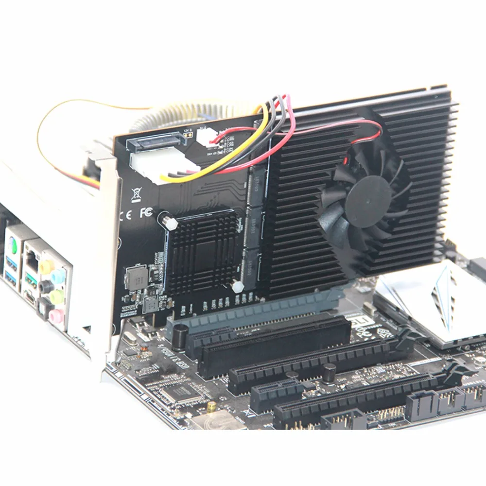 XT-XINTE 215*125 мм адаптер PCI-E карта LM313 PCI-E 8X/16X до 4P M.2(PCIe протокол) NVME переходная карта для 2242 2260 2280 22110 SSD