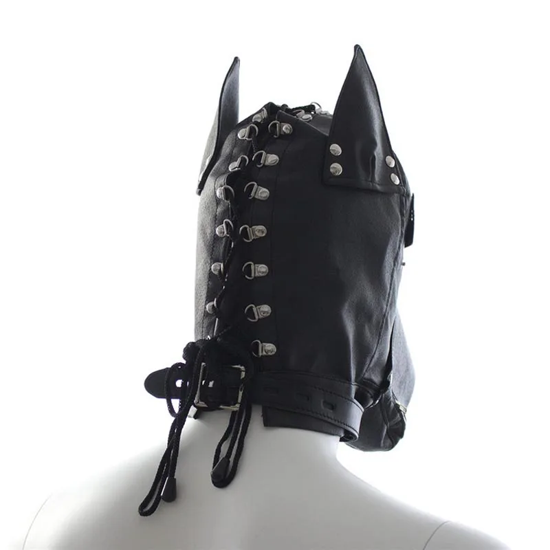 Искусственная кожа фетиш Pet Play Hood Doggy/Puppy Head удерживающая маска ролевой игры Костюм с глазами-заплатками и рот на молнии