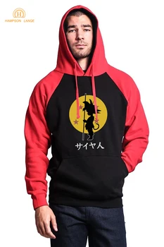 

HAMPSON LANQE Japan Anime Dragon Ball Z Harajuku Raglan Hoodies 2019 Autumn Winter Hot Warm Fleece Loose Fit Sweatshirt Men