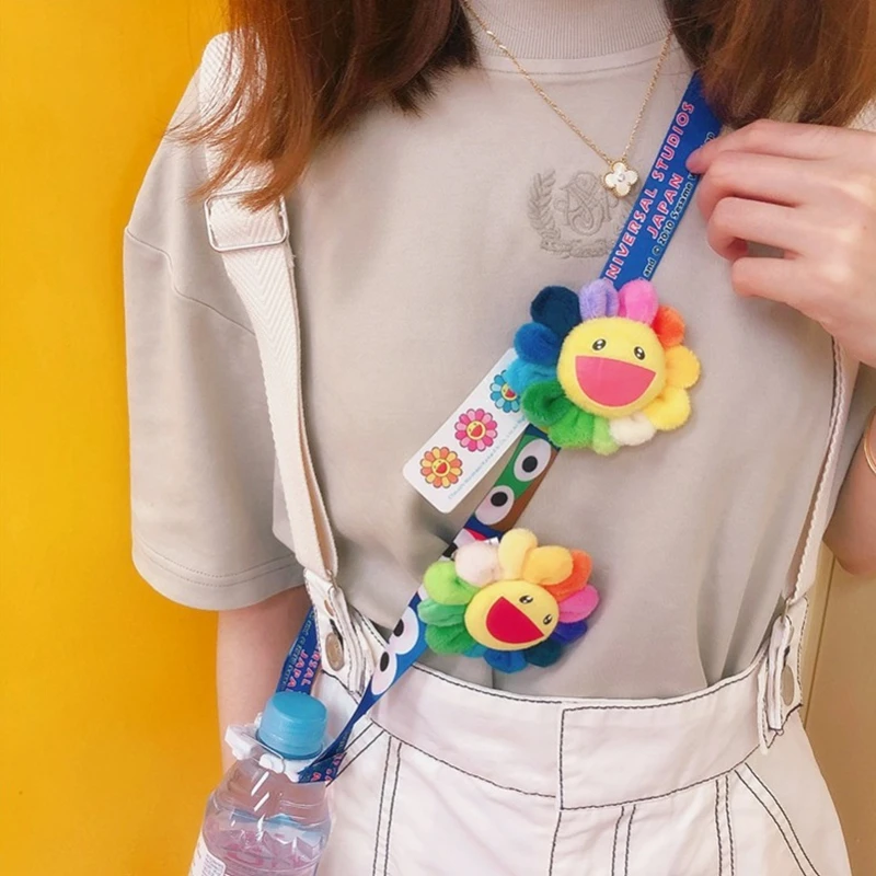 

HZ 2019 Korea Lovely Sun Flower Cloth Colorful Pendant Smile Face Brooches for Women Student Daily Party Round Bouquet Brooch