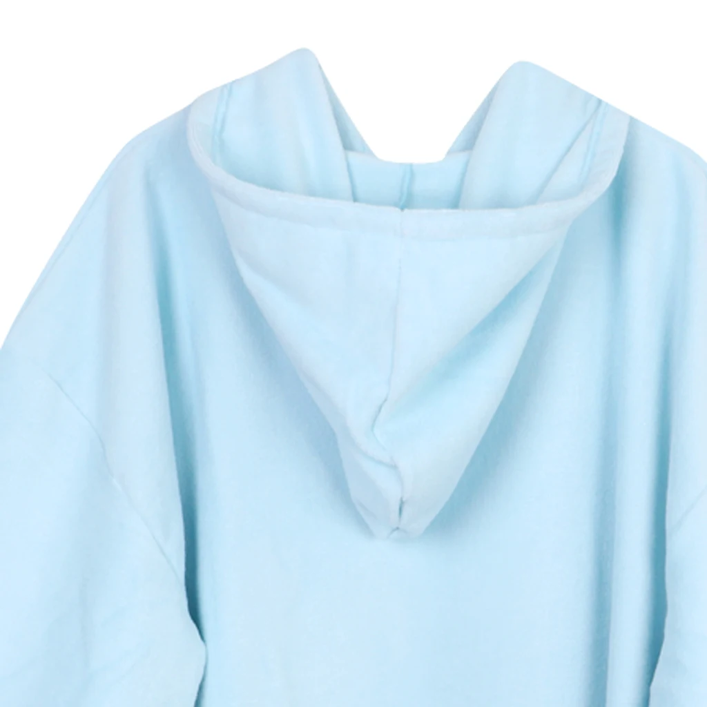 Unisex Microfiber Bathrobe Bath Towel Quick Dry Soft Changing Robe Beach Poncho Bath Towels with Hood Light Blue Black