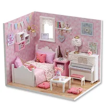 DIY Миниатюрный Кукольный дом собирать деревянные принцессы кукольный домик мебель комплект ручной работы 3D розовые кукольные игрушечные домики для девочек рождественские подарки