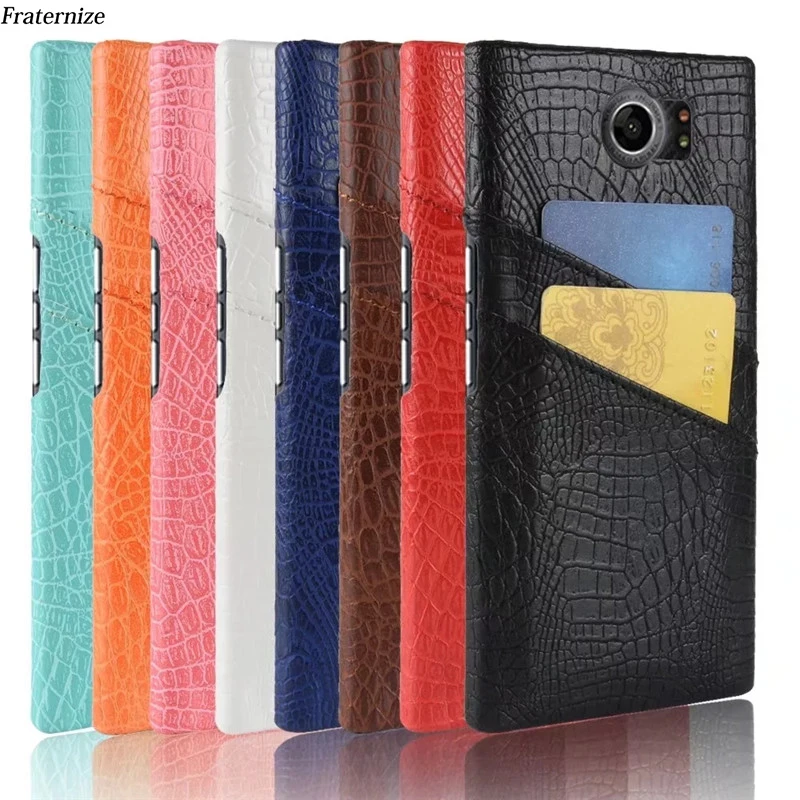 

Luxury Crocodile Skin Leather Case For BlackBerry Priv Retro Protective Hard Back Cover Shell Card slot Pink Black Phone case