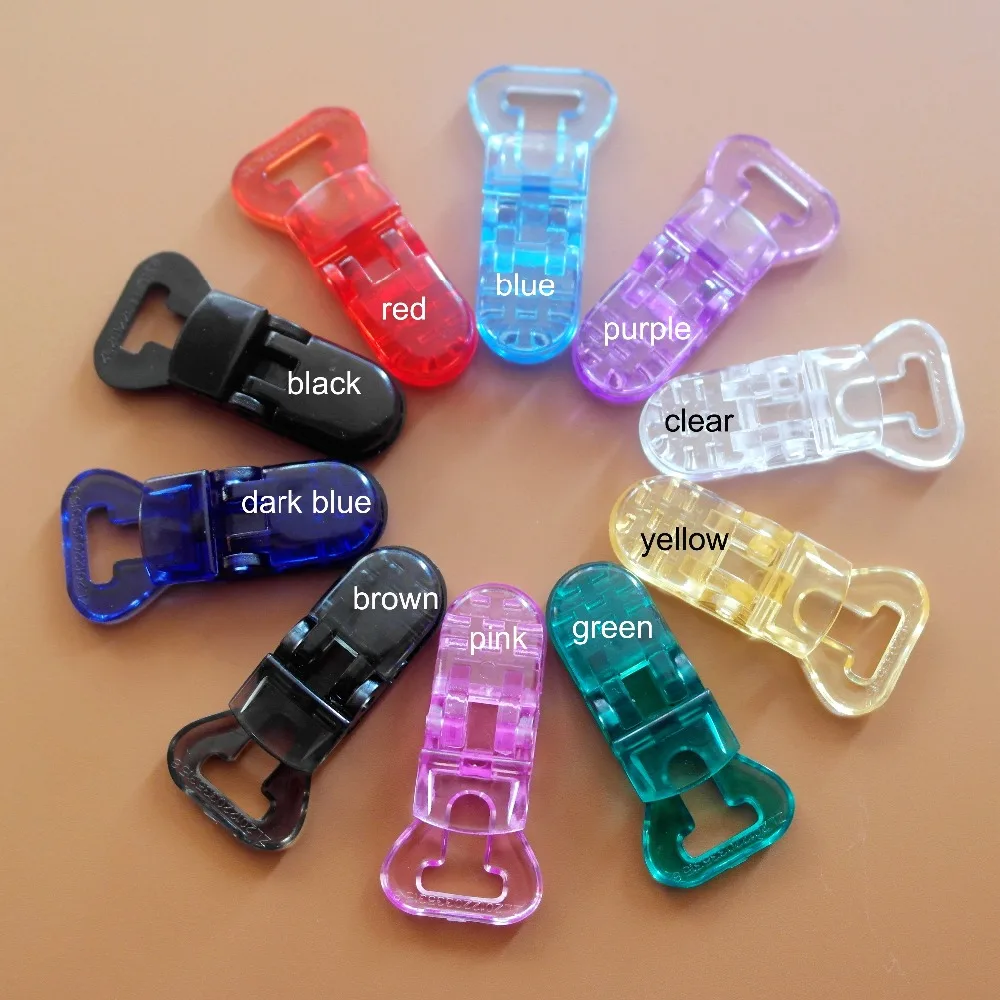 Sutoyuen 50pcs 10MM Clear Plastic T Clips Transparent Baby Pacifier Clip Soother/Dummy/Nuk/MAM