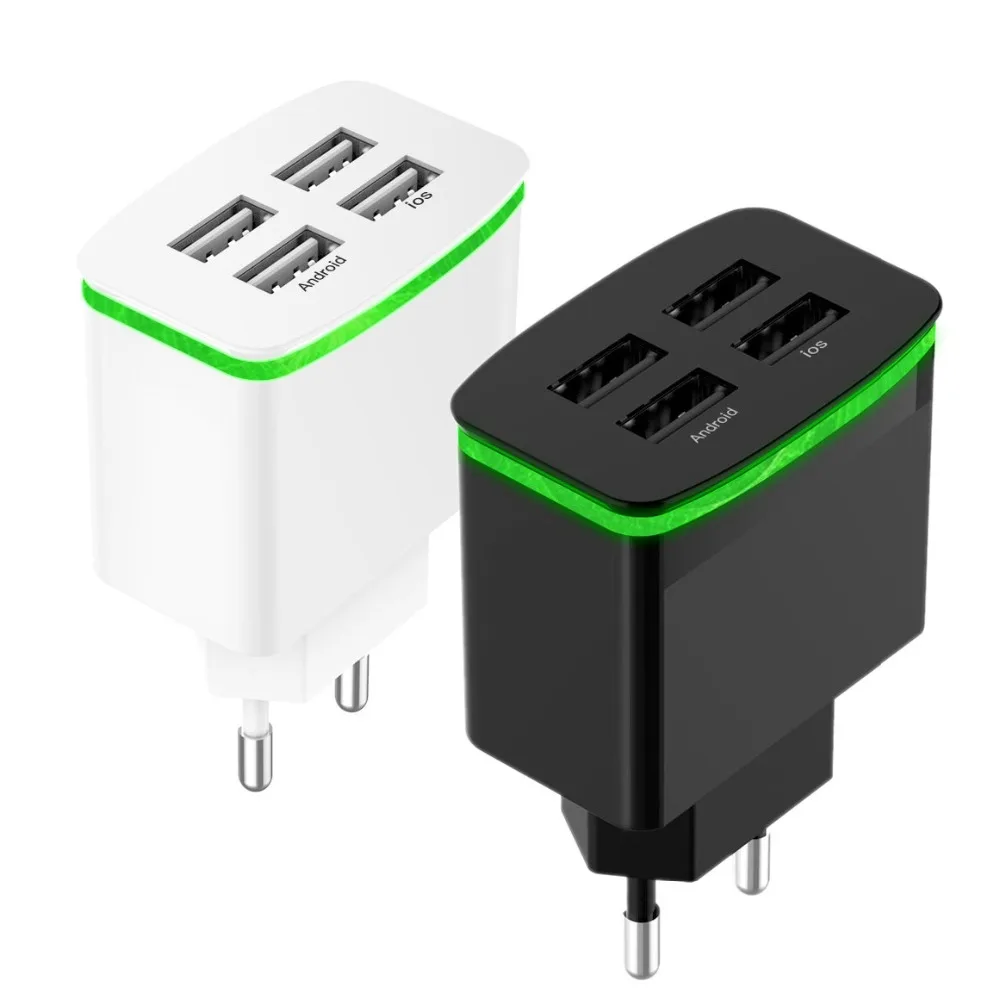 

Original 4 Ports USB charger EU Plug light Charger 4A 5V USB Mobile Phone Charger Travel Wall Adapter For Xiaomi Huawei P20