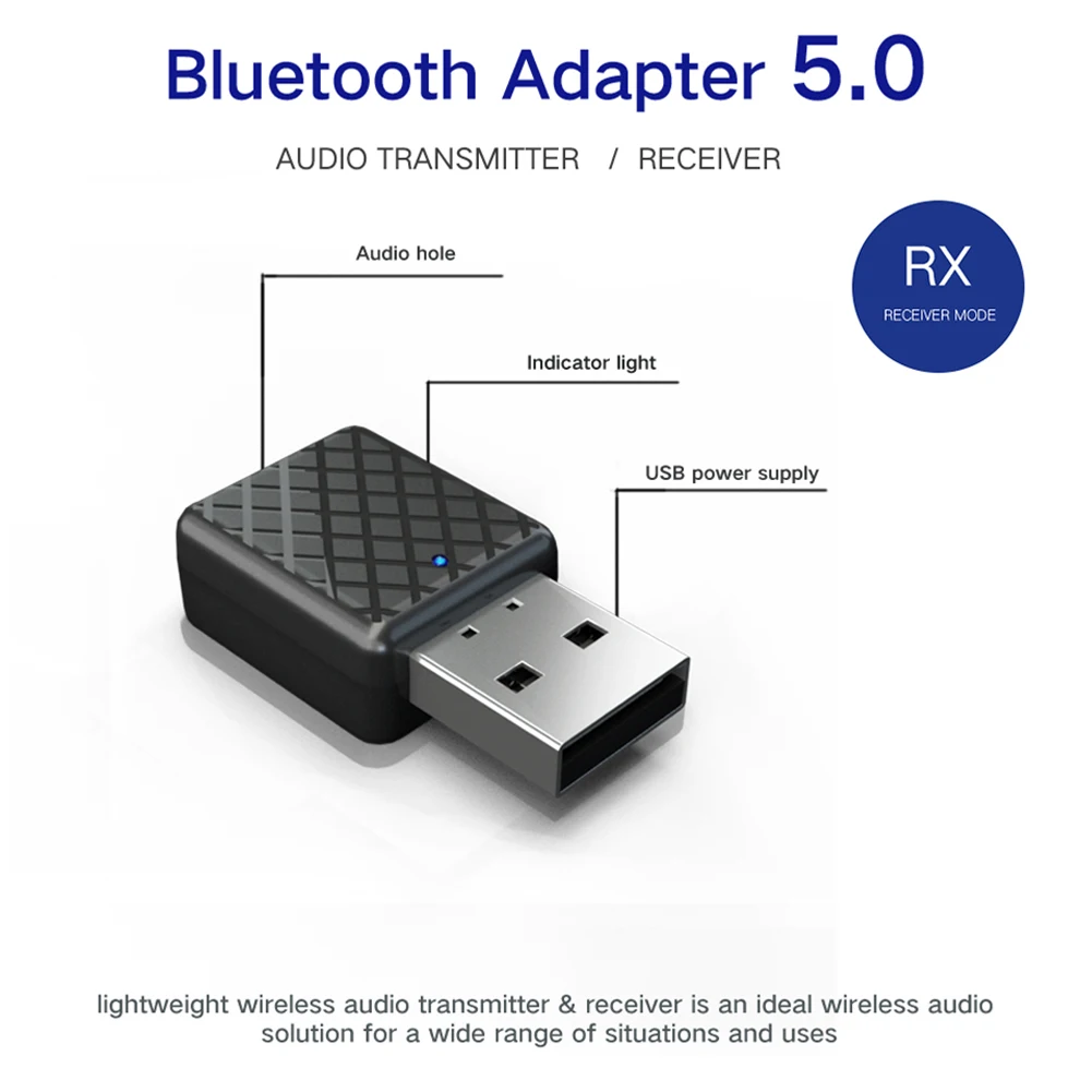 Bluetooth V5 передатчик приемник беспроводной A2DP аудио 3,5 мм разъем Aux адаптер