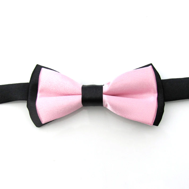 Wedding Classic Kid Suit Neckwear Baby Boy's Baby Fashion Solid Color Adjustable Bowtie Children Two Tone Pet Dog Cat Bow Tie - Цвет: Black Light Pink